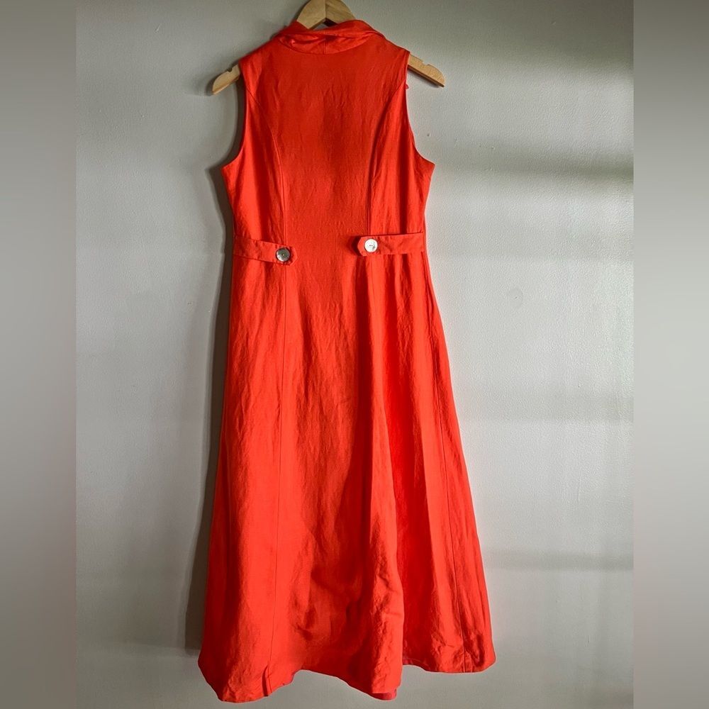 Vintage Coldwater Creek Orange Linen Blend Dress 8 Button Front Y2K Cottagecore - Picture 7 of 9